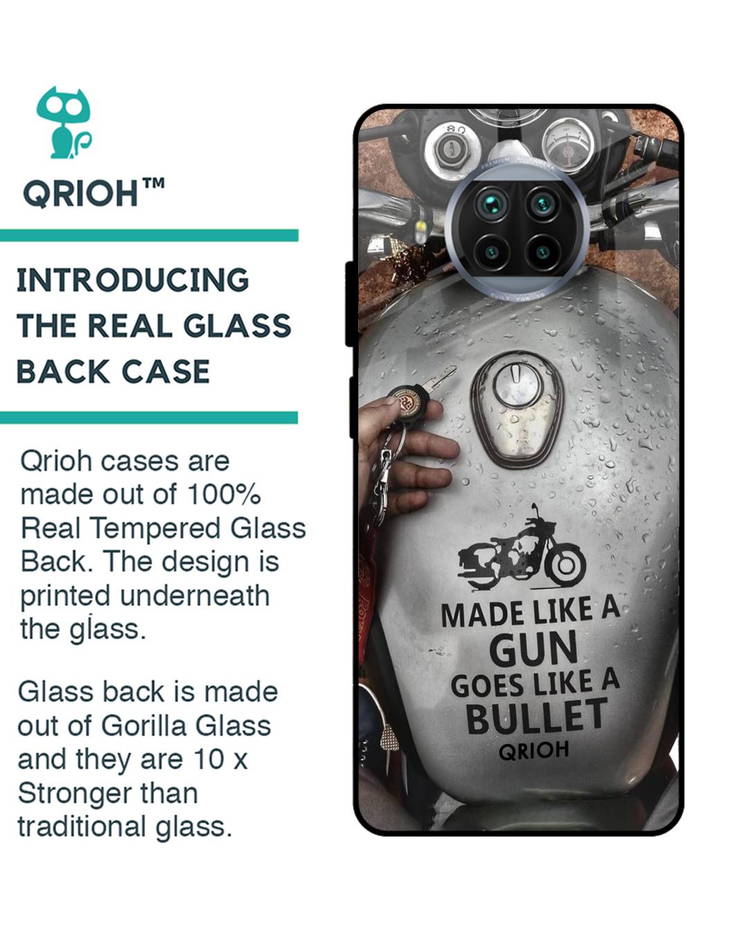 Shop Royal Bike Typography Premium Glass Cover For Xiaomi Mi 10i 5G (Impact Resistant, Matte Finish)-Back