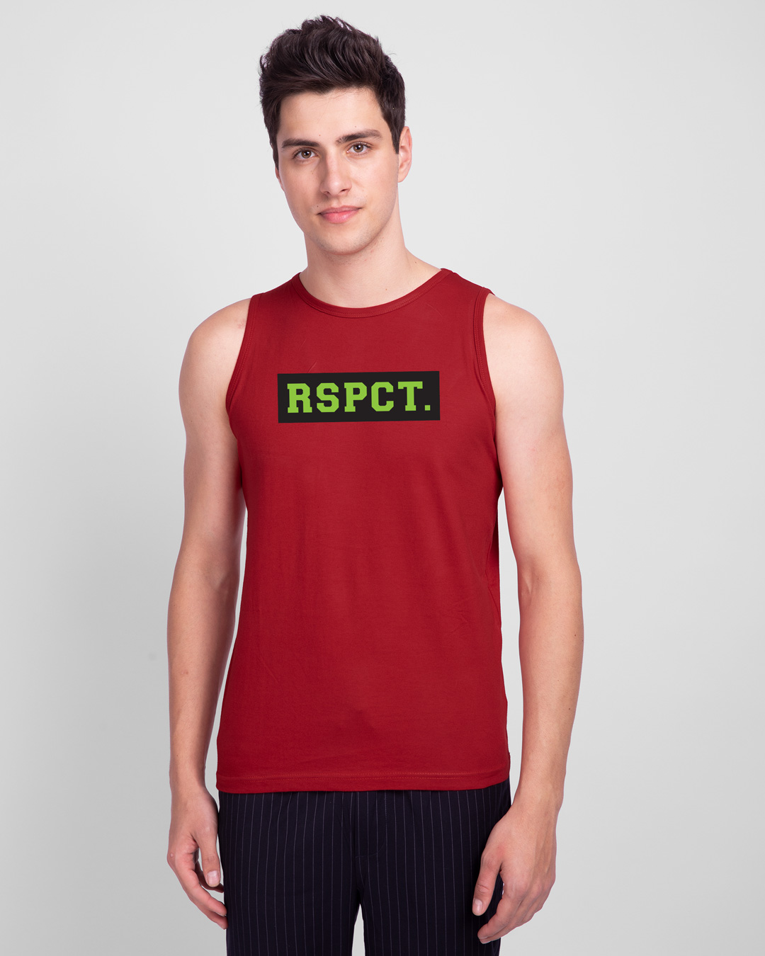 Shop RSPCT Round Neck Vest Bold Red-Back