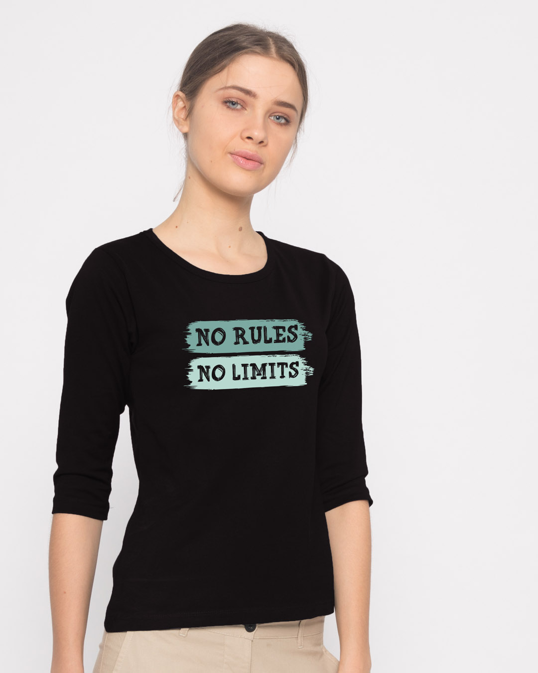 Shop Rules And Limits Round Neck 3/4th Sleeve T-Shirt-Back