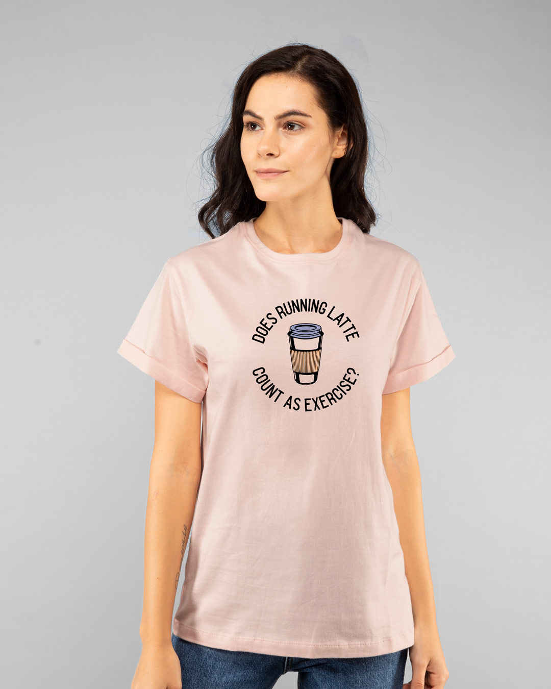 Shop Running Latte Boyfriend T-Shirt Baby Pink-Back