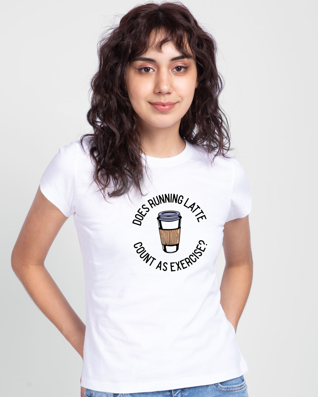 Shop Running Latte Half Sleeve Printed T-Shirt White-Back