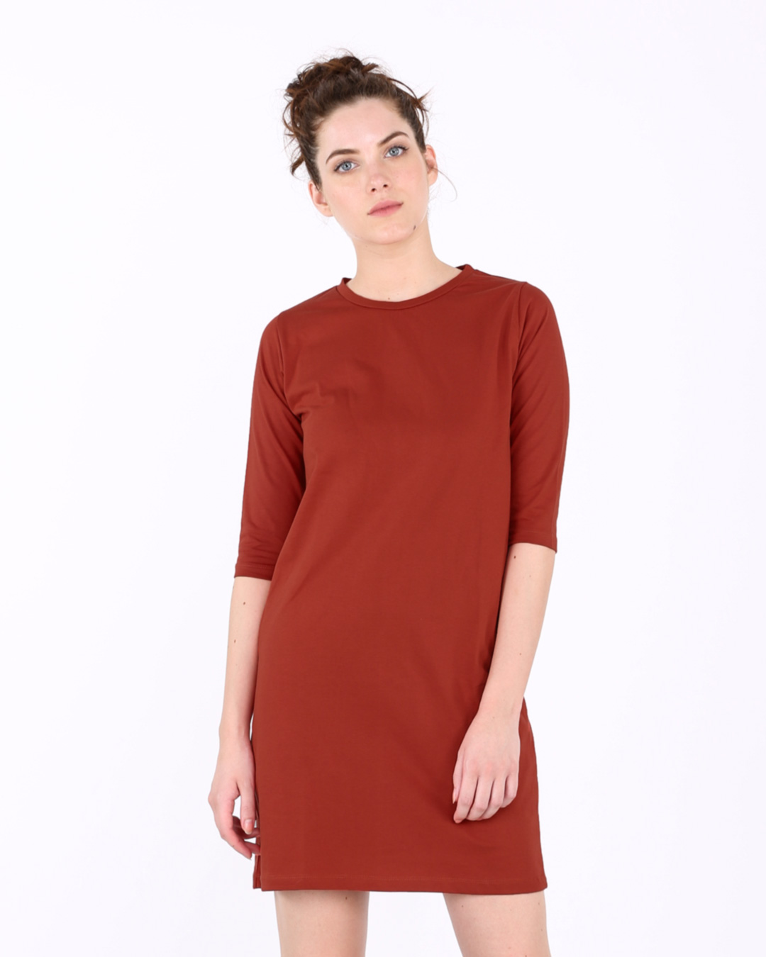 Buy Rust Orange 3 4th Sleeve T Shirt Dress Online At Bewakoof