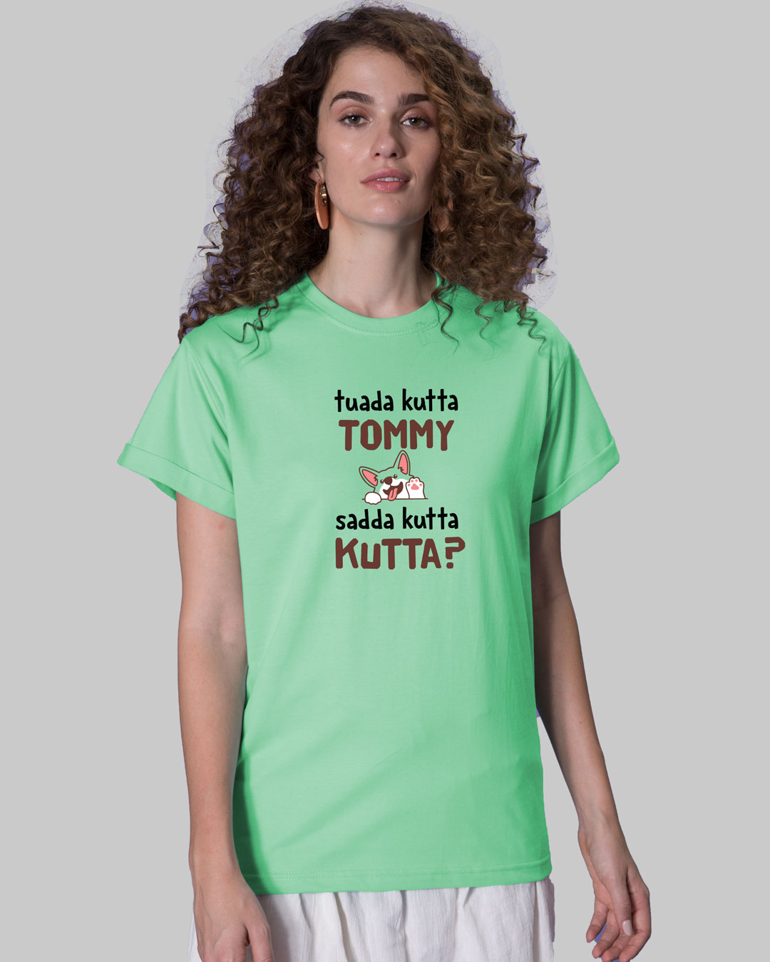 

Sadda Kutta Boyfriend T-Shirt Jade Green Women' Printed Boyfriend T-Shirts Bewakoof.com