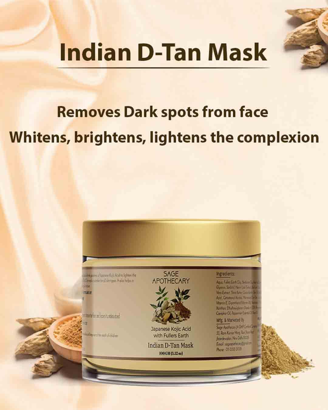 Shop Indian D Tan Mask Japanese Kojic Acid 100ml-Back