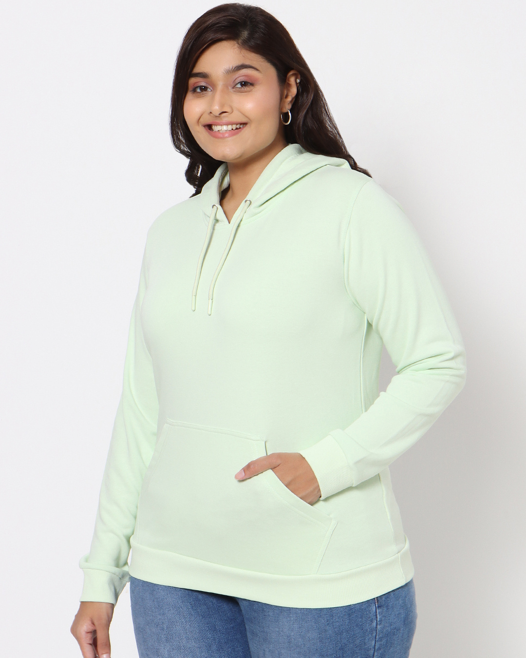 Shop Women's Green Plus Size Hoodie-Back