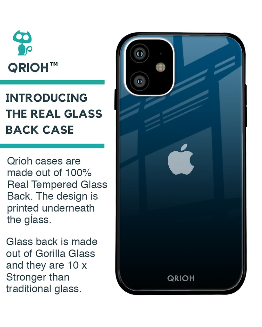 Shop Sailor Blue Premium Glass Cover For iPhone 11 (Impact Resistant, Matte Finish)-Back
