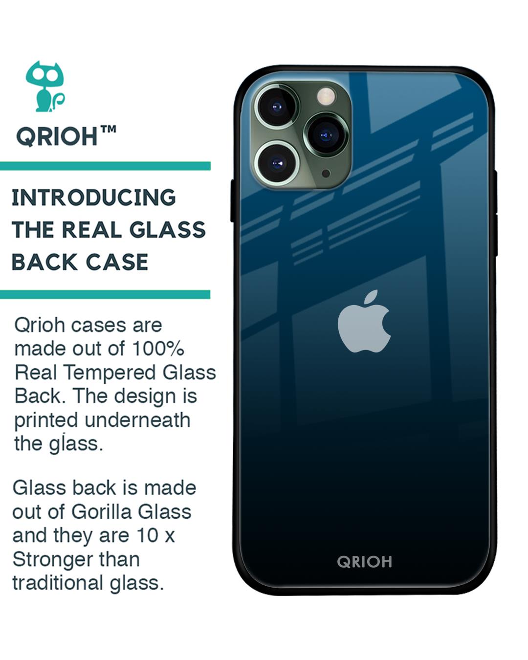 Shop Sailor Blue Premium Glass Cover For iPhone 11 Pro Max (Impact Resistant, Matte Finish)-Back