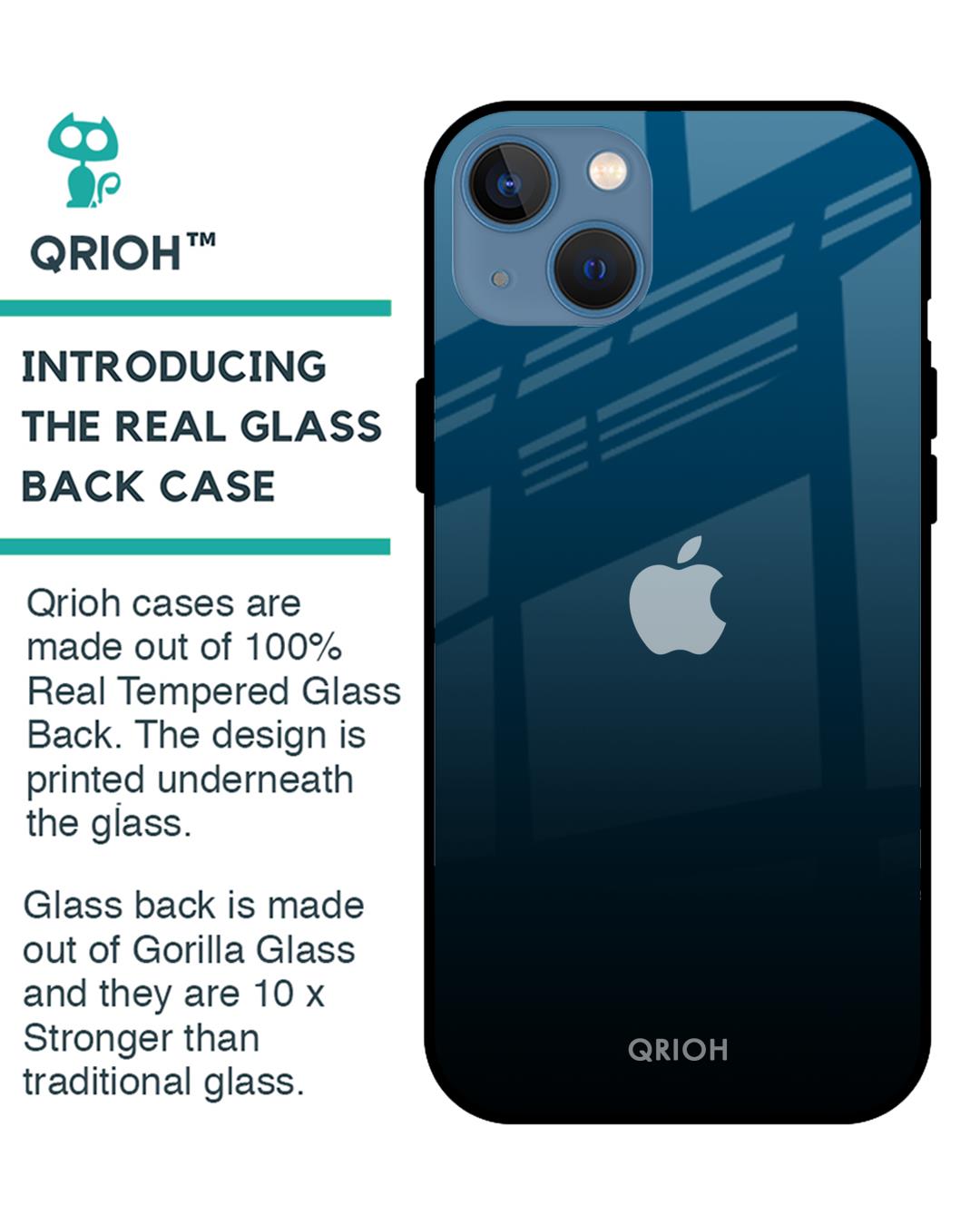 Shop Sailor Blue Premium Glass Cover For iPhone 13 mini (Impact Resistant, Matte Finish)-Back
