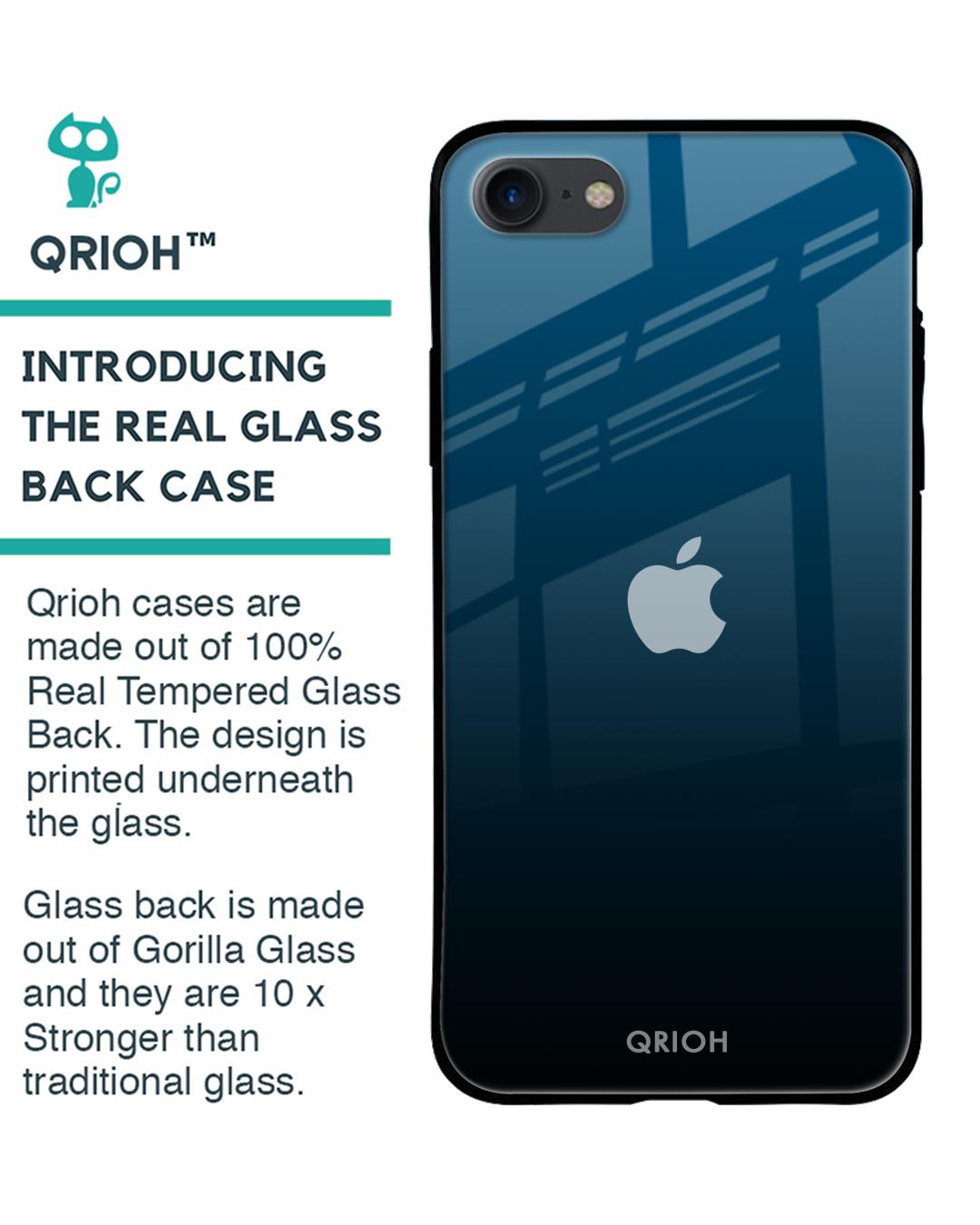 Shop Sailor Blue Premium Glass Cover For iPhone 7 (Impact Resistant, Matte Finish)-Back