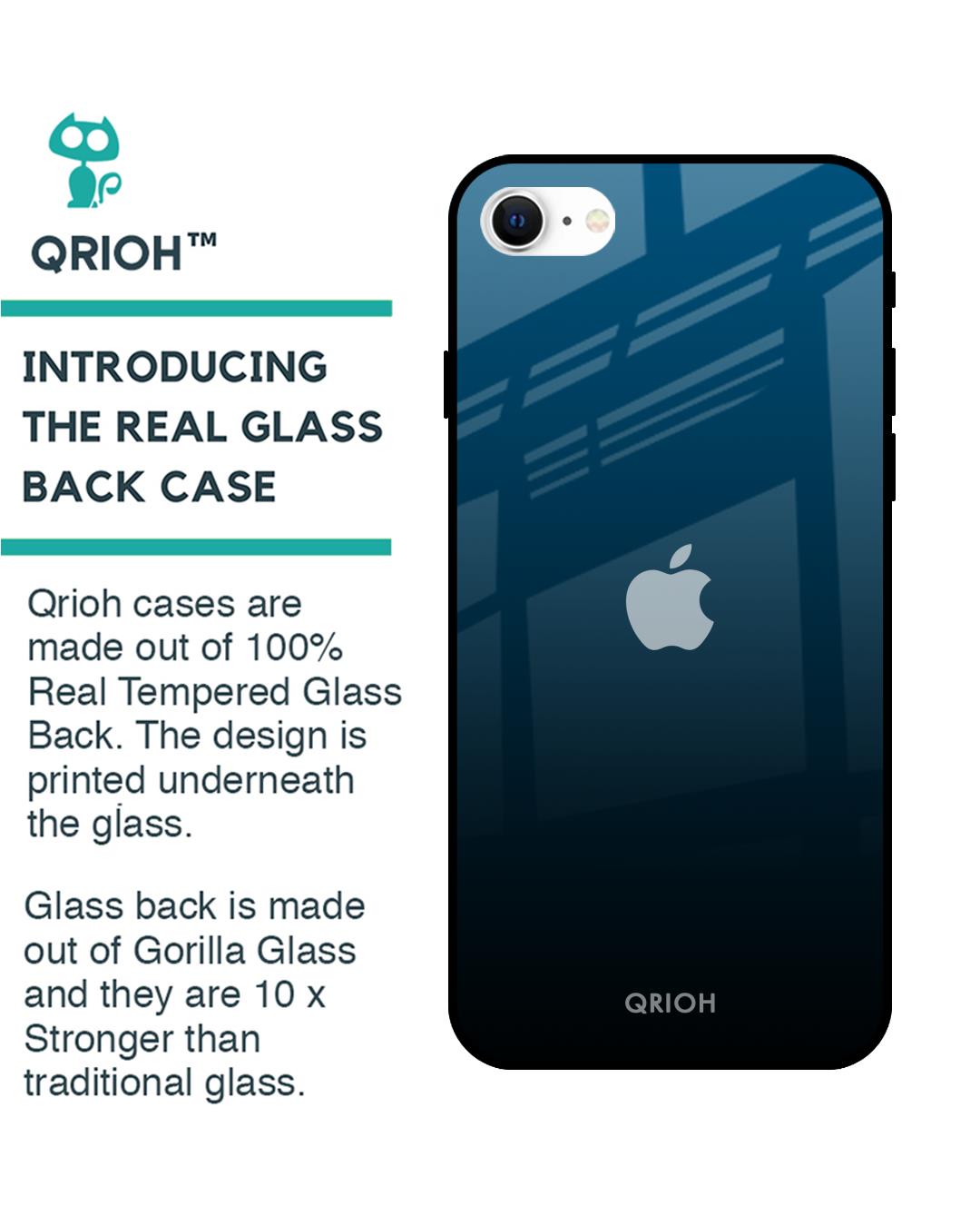 Shop Sailor Blue Premium Glass Cover For iPhone SE 2022 (Impact Resistant, Matte Finish)-Back