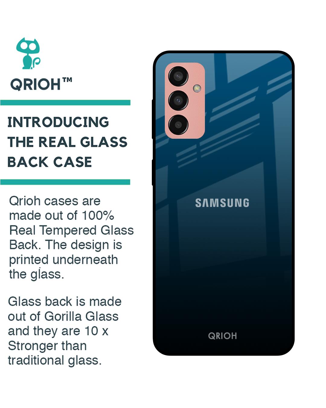 Shop Sailor Blue Premium Glass Cover for Samsung Galaxy M13 (Shock Proof, Scratch Resistant)-Back