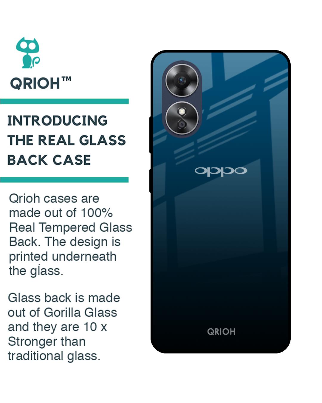 Shop Sailor Blue Premium Glass Case for OPPO A17 (Shock Proof,Scratch Resistant)-Back