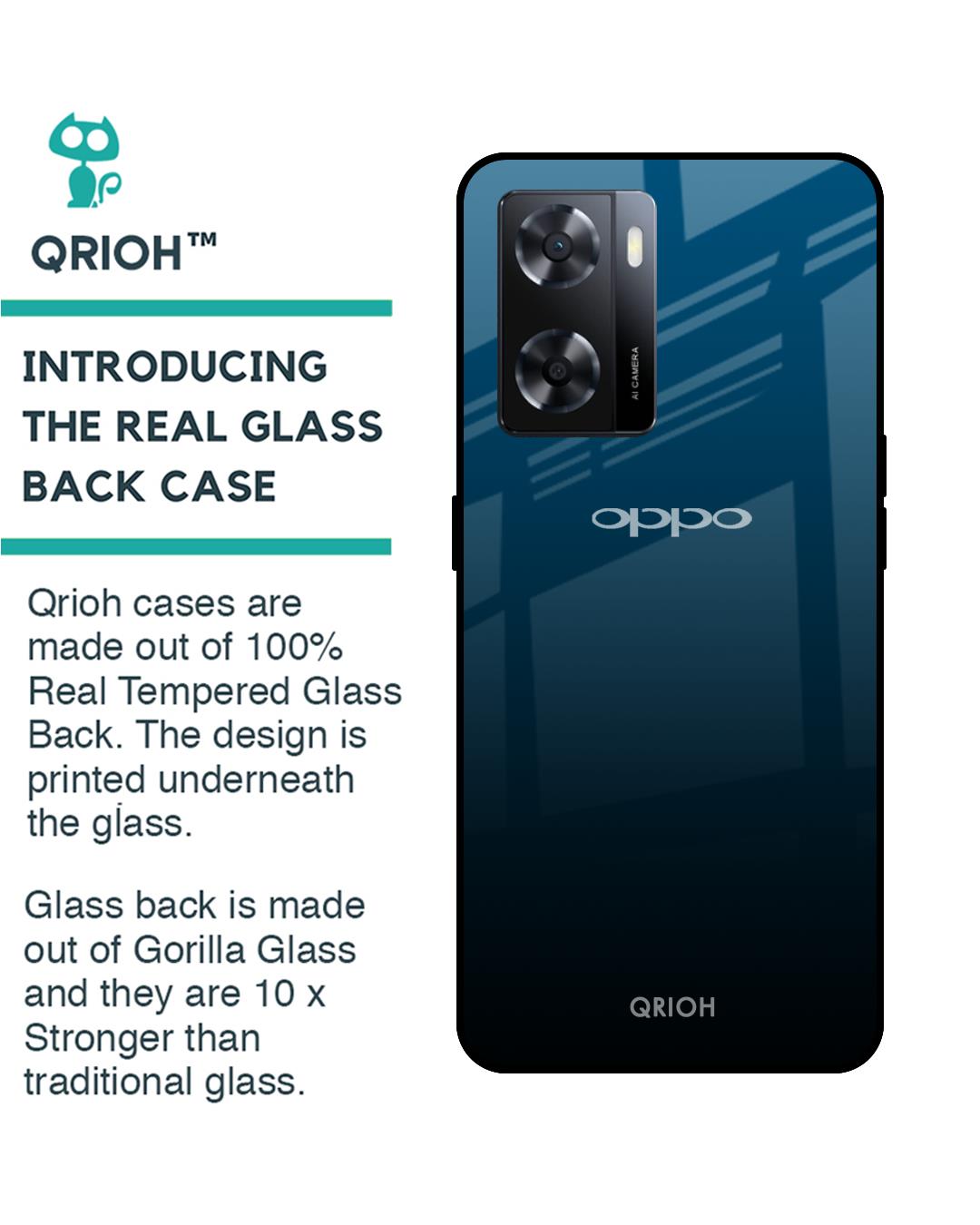 Shop Sailor Blue Premium Glass Case for OPPO A77s (Shock Proof,Scratch Resistant)-Back