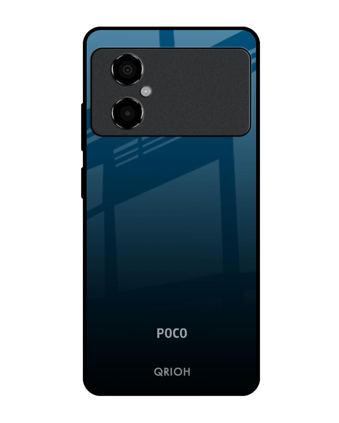 Shop Sailor Blue Premium Glass Case for Poco M4 5G (Shock Proof,Scratch Resistant)-Front