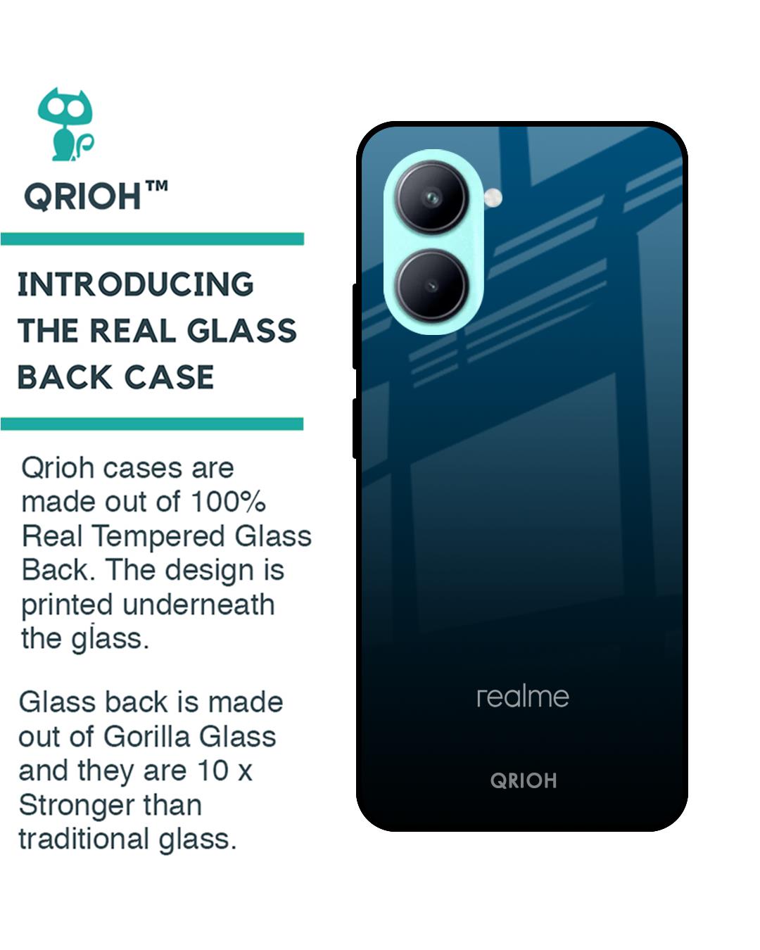 Shop Sailor Blue Premium Glass Case for Realme C33 (Shock Proof,Scratch Resistant)-Back