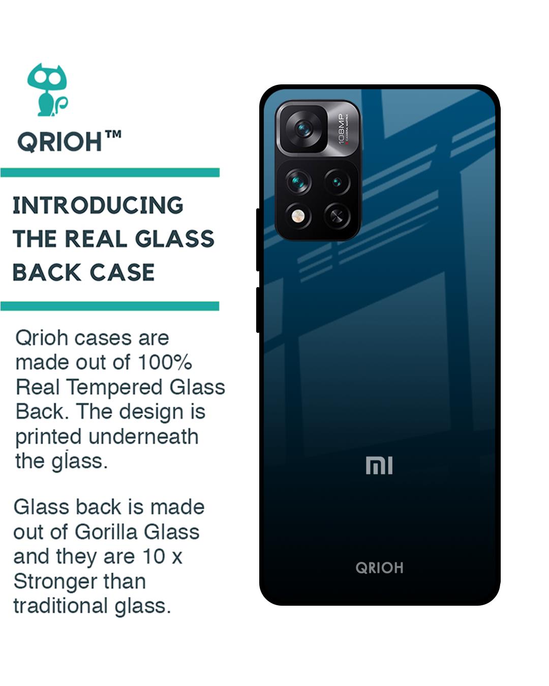 Shop Sailor Blue Premium Glass Cover For Mi 11i HyperCharge (Impact Resistant, Matte Finish)-Back