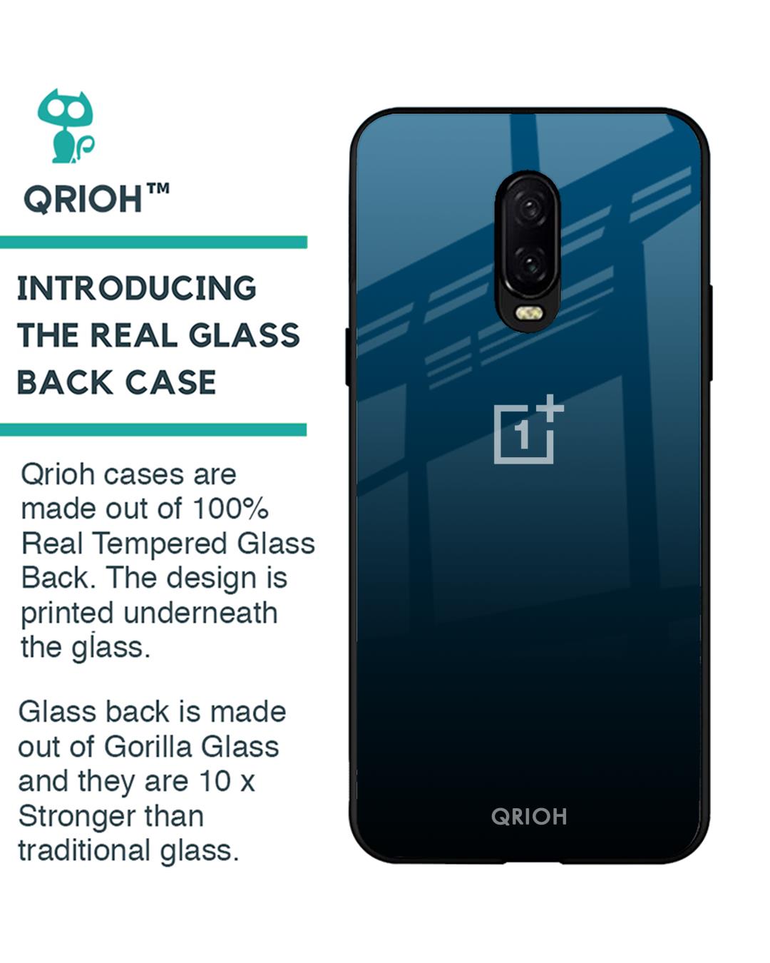Shop Sailor Blue Premium Glass Cover For OnePlus 6T (Impact Resistant, Matte Finish)-Back
