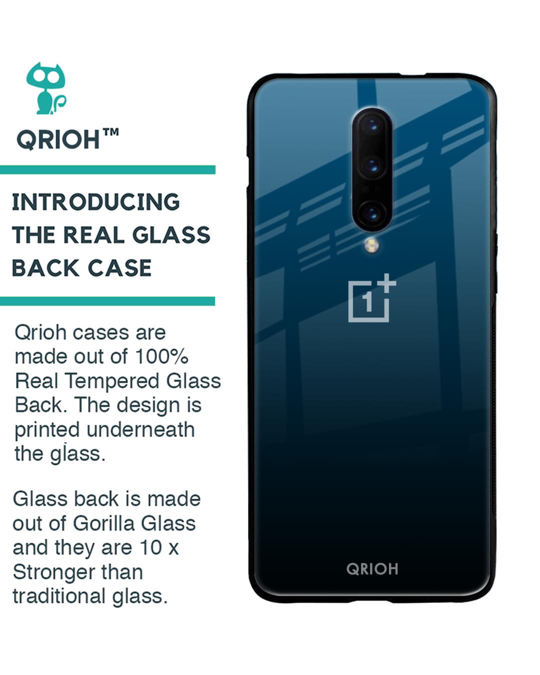 Shop Sailor Blue Premium Glass Cover For OnePlus 7 Pro (Impact Resistant, Matte Finish)-Back