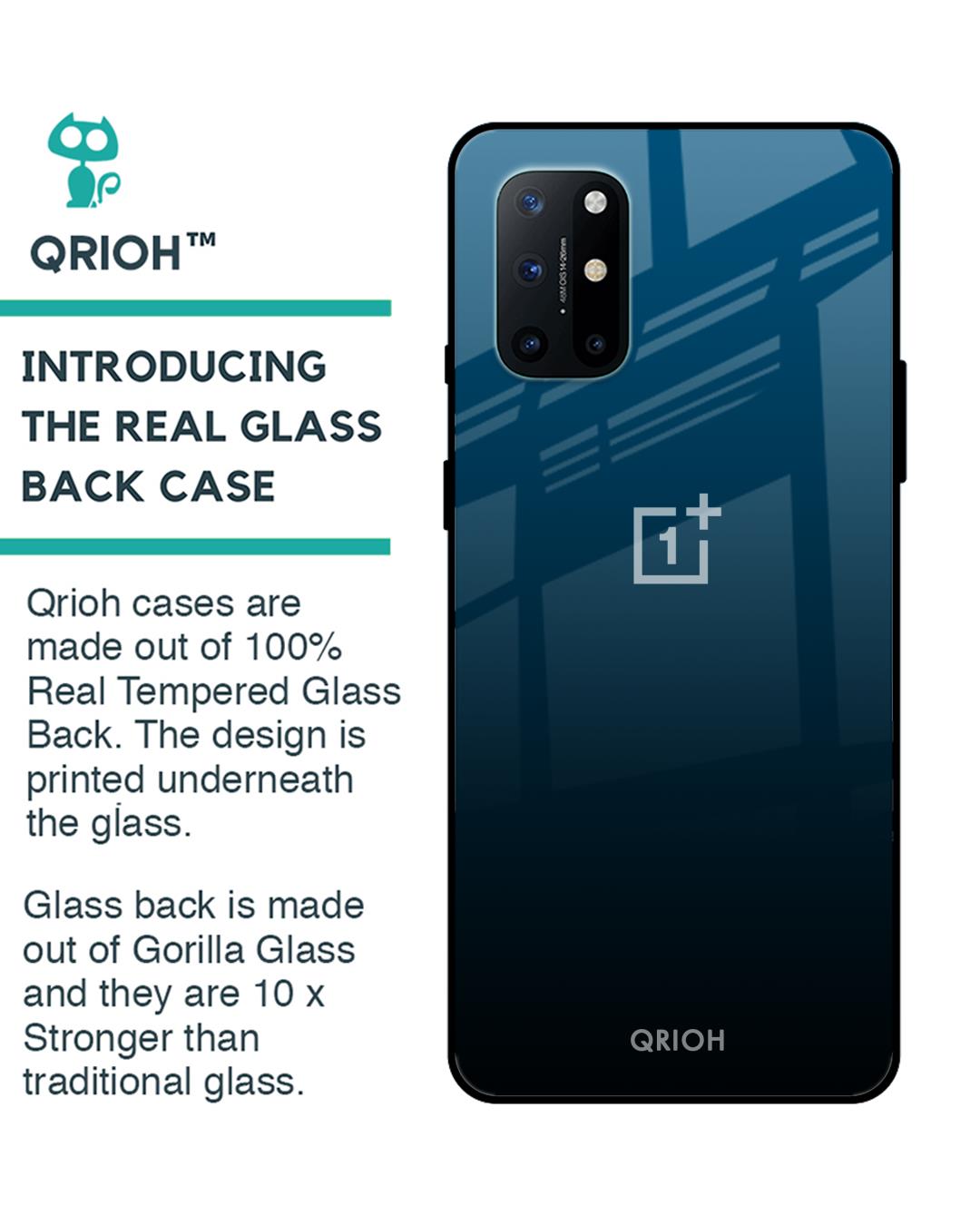 Shop Sailor Blue Premium Glass Cover For OnePlus 8T (Impact Resistant, Matte Finish)-Back