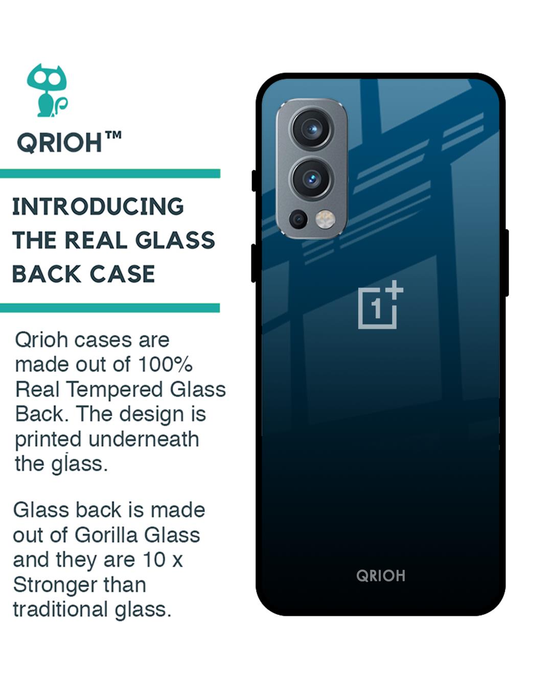 Shop Sailor Blue Premium Glass Cover For OnePlus Nord 2 5G (Impact Resistant, Matte Finish)-Back