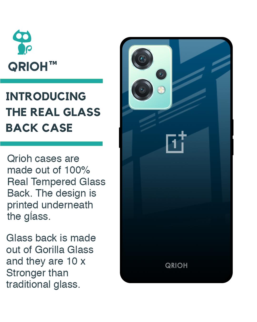 Shop Sailor Blue Premium Glass Cover For OnePlus Nord CE 2 Lite 5G (Impact Resistant, Matte Finish)-Back