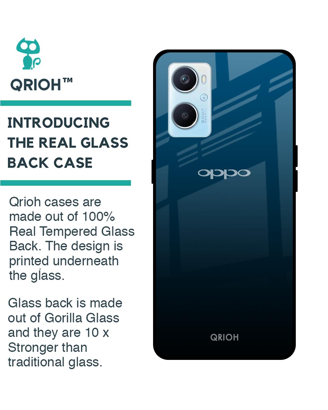 Shop Sailor Blue Premium Glass Cover For Oppo A96 (Impact Resistant, Matte Finish)-Back