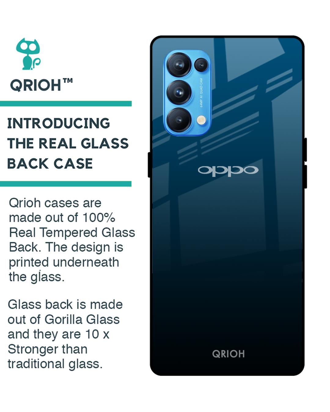 Shop Sailor Blue Premium Glass Cover For Oppo Reno 5 Pro (Impact Resistant, Matte Finish)-Back