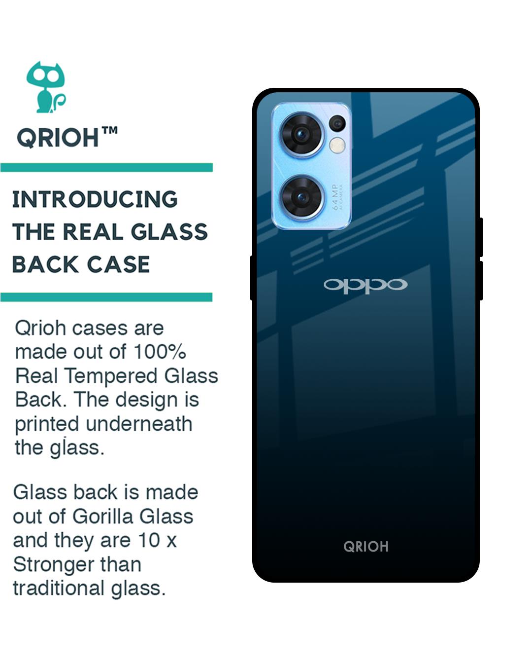 Shop Sailor Blue Premium Glass Cover For Oppo Reno7 5G (Impact Resistant, Matte Finish)-Back