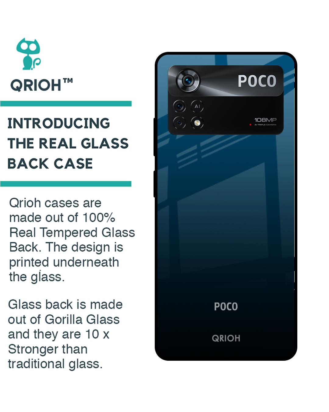 Shop Sailor Blue Premium Glass Cover for Poco X4 Pro 5G (Shock Proof, Scratch Resistant)-Back