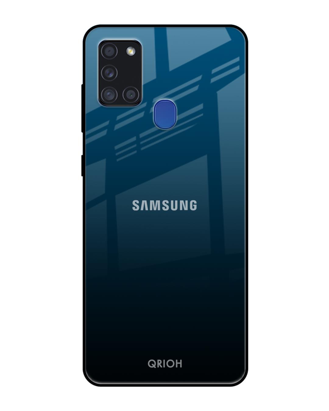 Shop Sailor Blue Premium Glass Cover For Samsung Galaxy A21s(Impact Resistant, Matte Finish)-Back