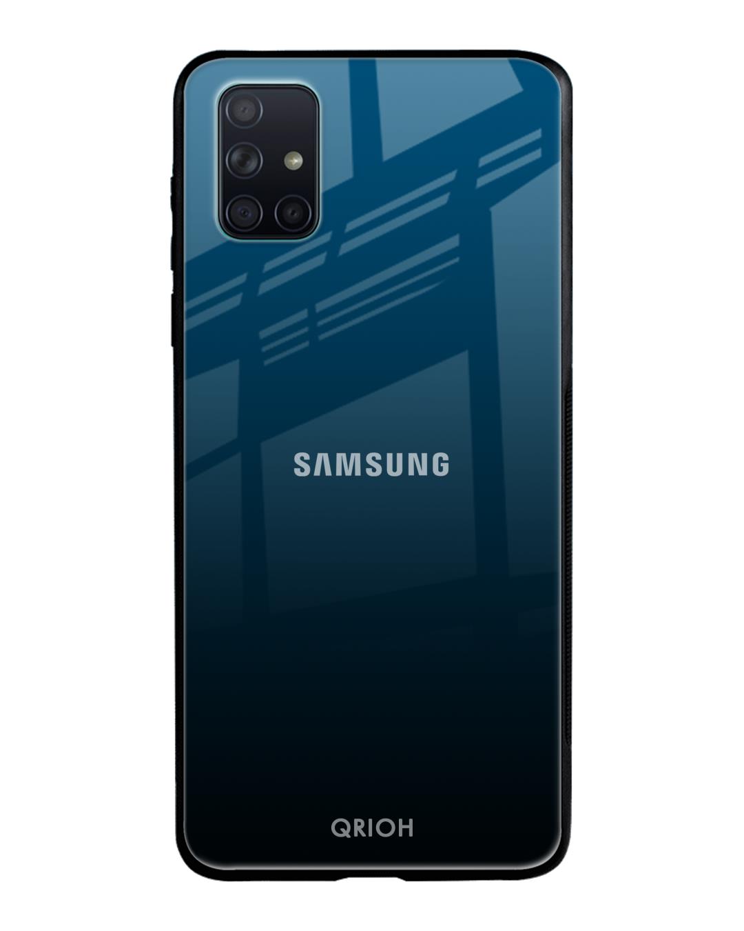 Shop Sailor Blue Premium Glass Cover For Samsung Galaxy A71(Impact Resistant, Matte Finish)-Back