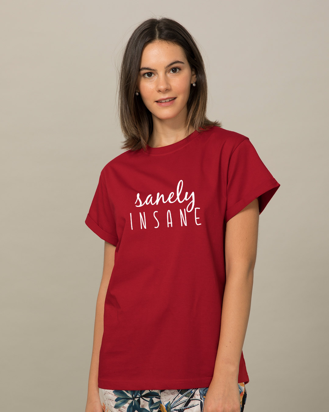 Shop Sanely Insane Boyfriend T-Shirt-Back