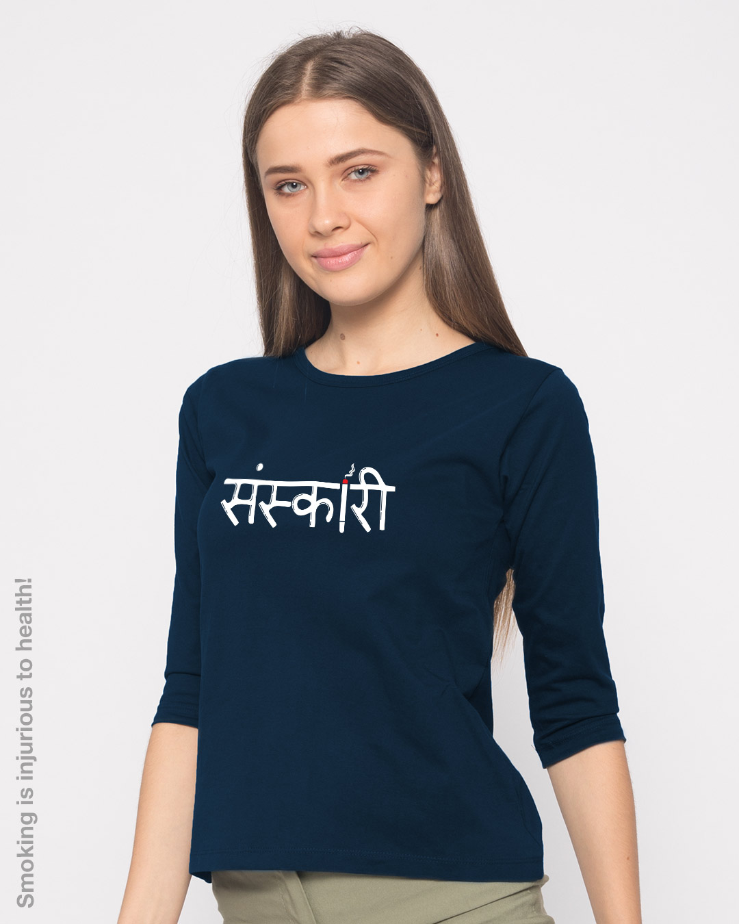 Shop Sanskari Marathi Round Neck 3/4th Sleeve T-Shirt-Back