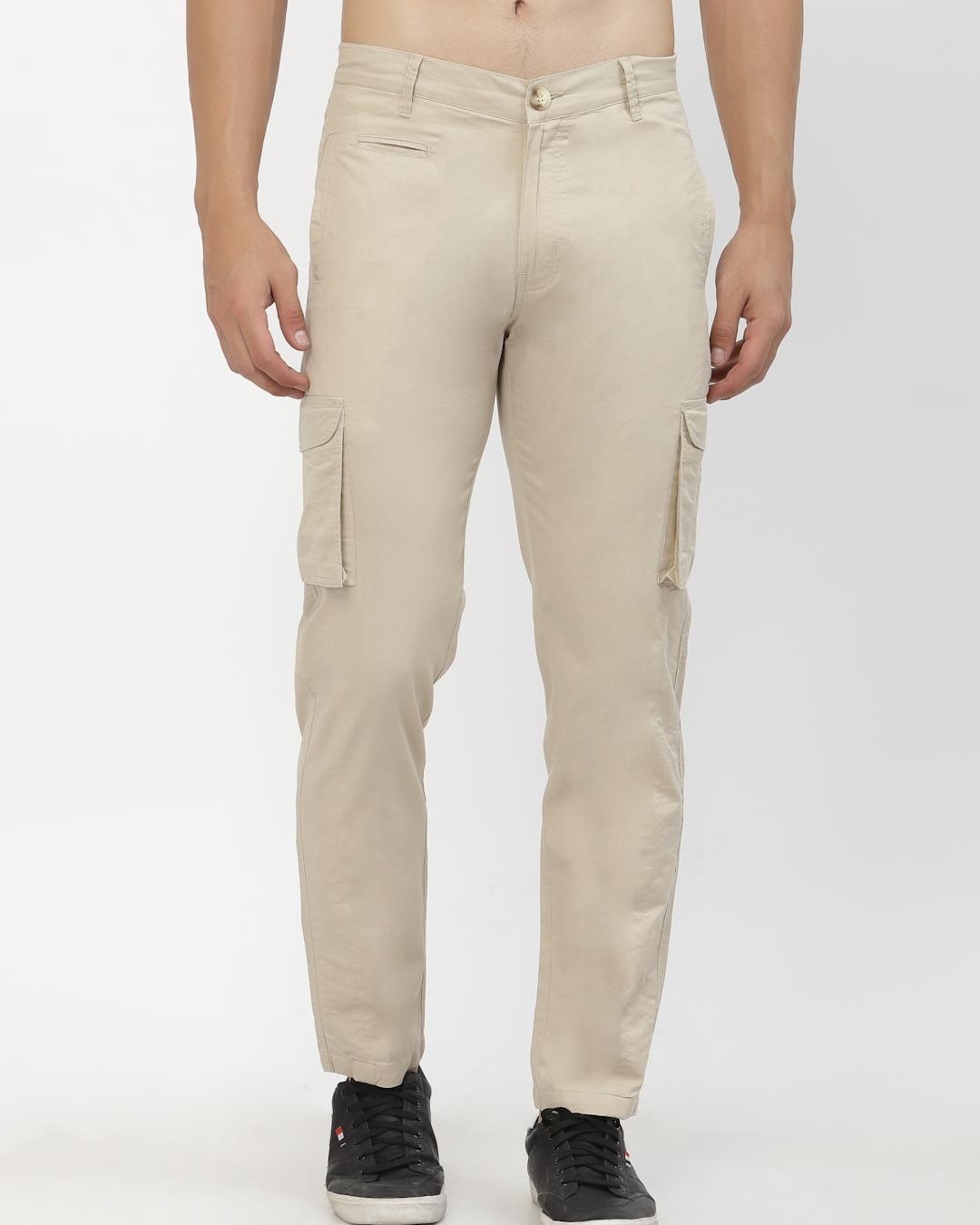 Buy Men's Beige Cargo Trousers for Men Beige Online at Bewakoof