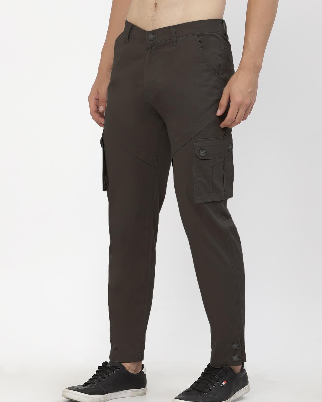 Shop Men's Brown Cargo Trousers-Back