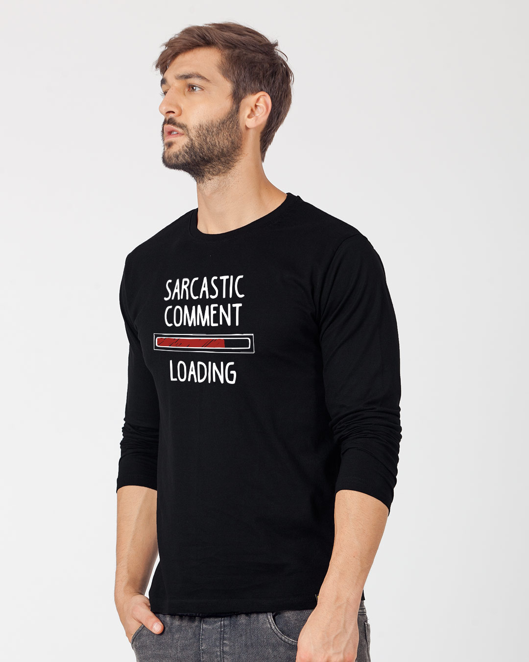 Shop Sarcastic Comment Loading Full Sleeve T-Shirt-Back