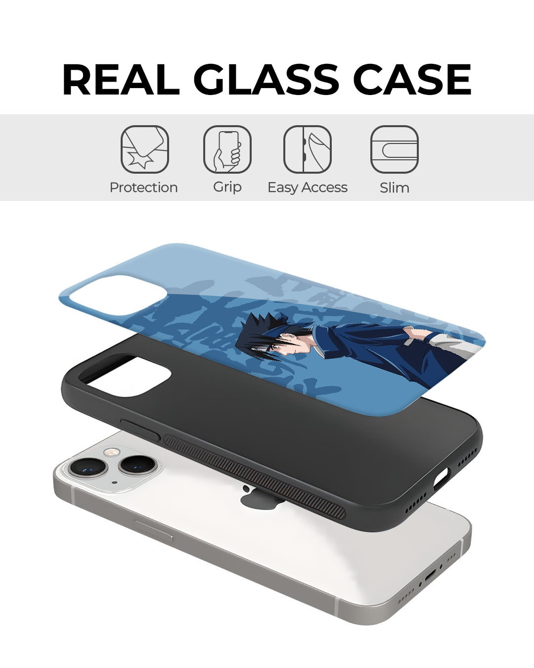 Shop Sasuke Blood Premium Glass Cover for Apple iPhone 12-Back