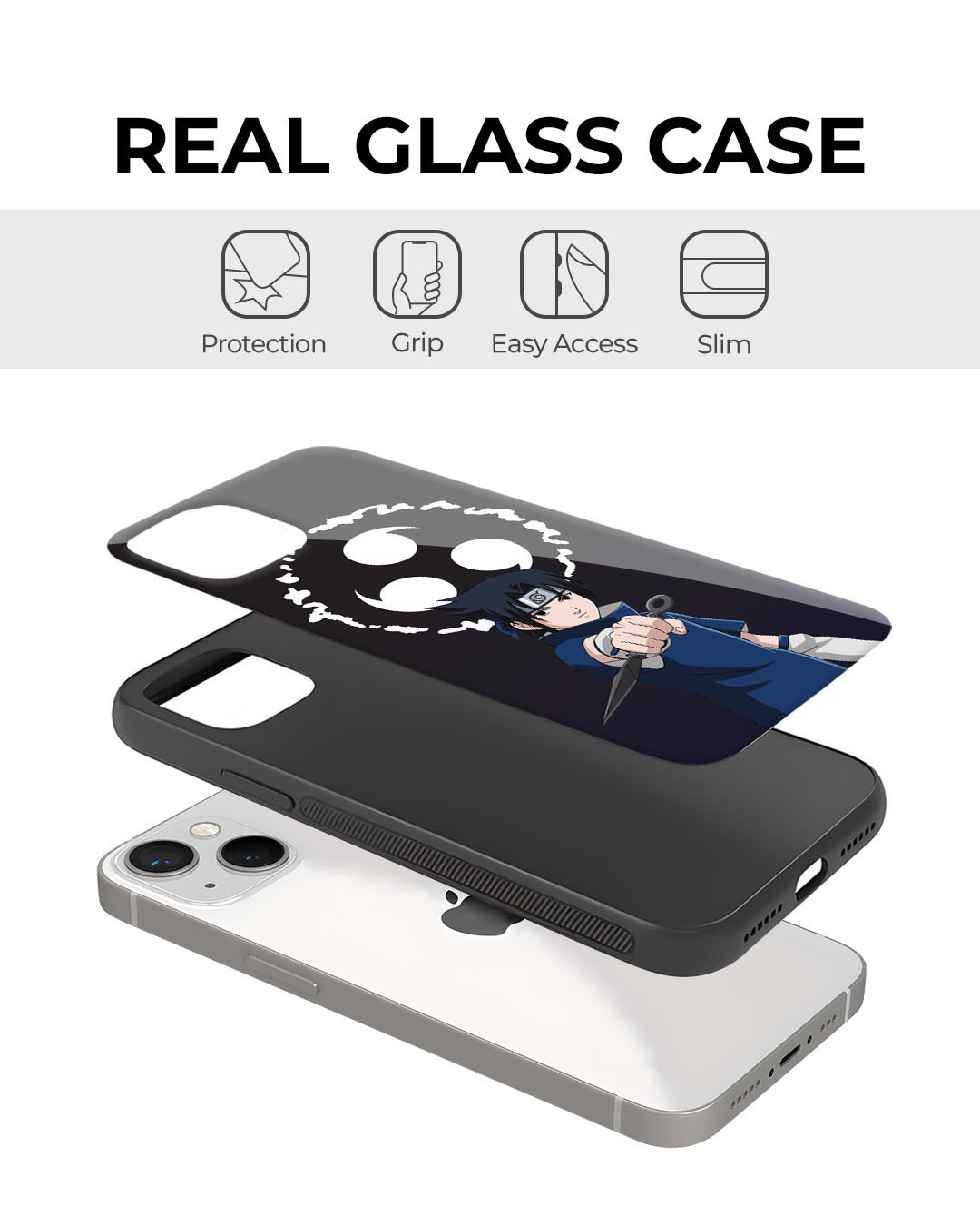 Shop Sasuke Premium Glass Cover for Apple iPhone 12-Back