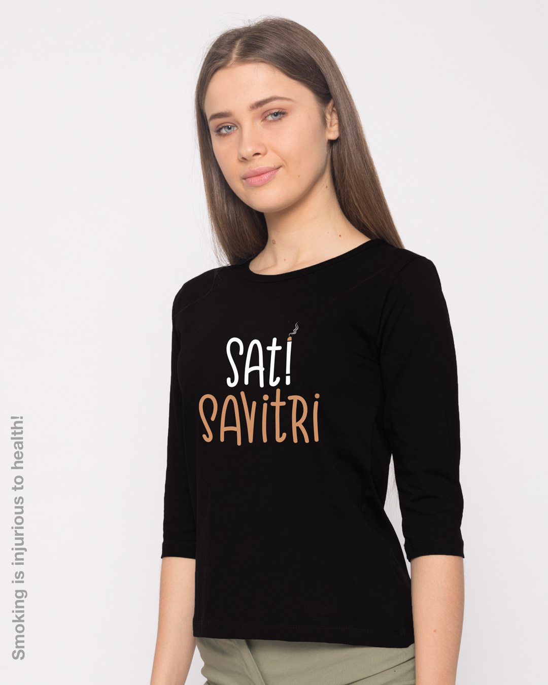 Shop Sati Savitri Round Neck 3/4th Sleeve T-Shirt-Back