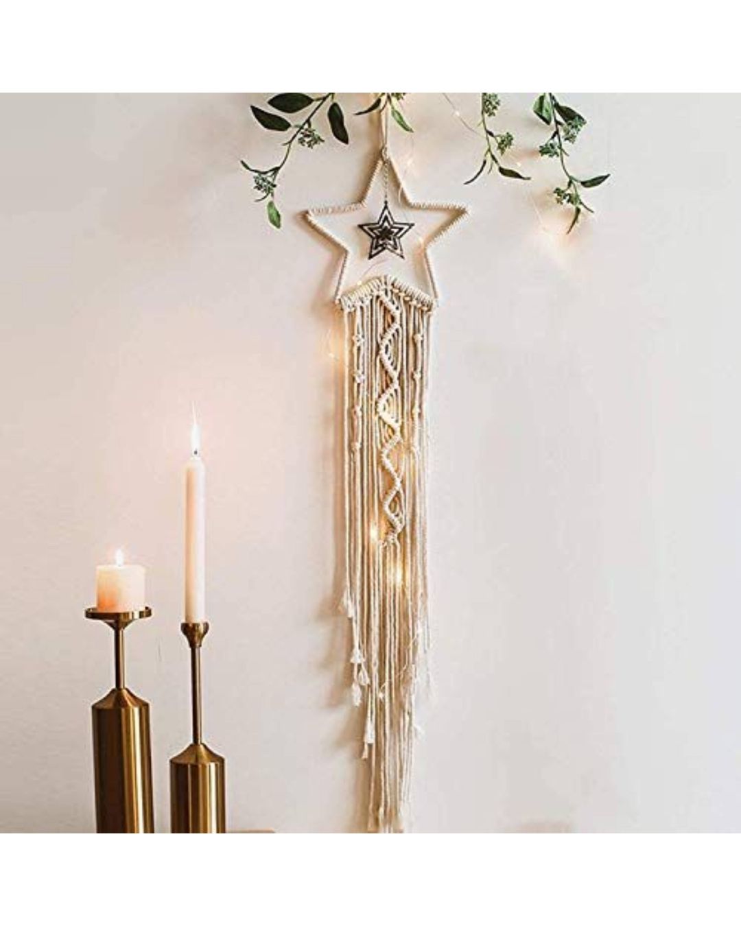 Buy SATYAM KRAFT Star Shape Handmade Cotton Dori Dream Catcher Wall Hanging with LED Light