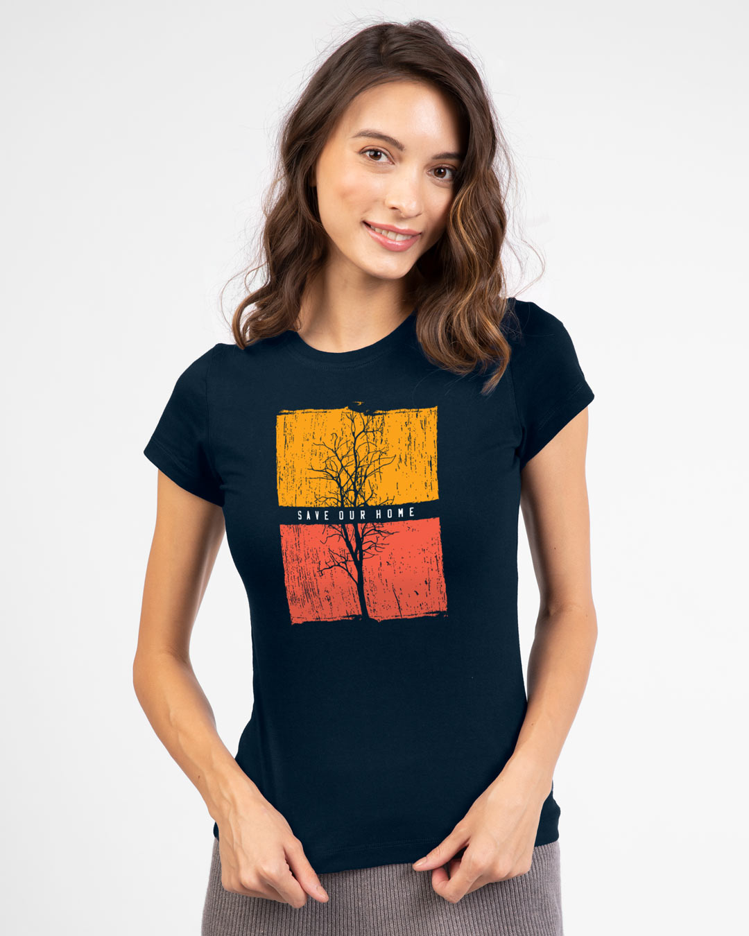 

Save you home Half Sleeve Printed T-shirt Navy Blue Women' Half Sleeve Printed T-shirt Bewakoof.com