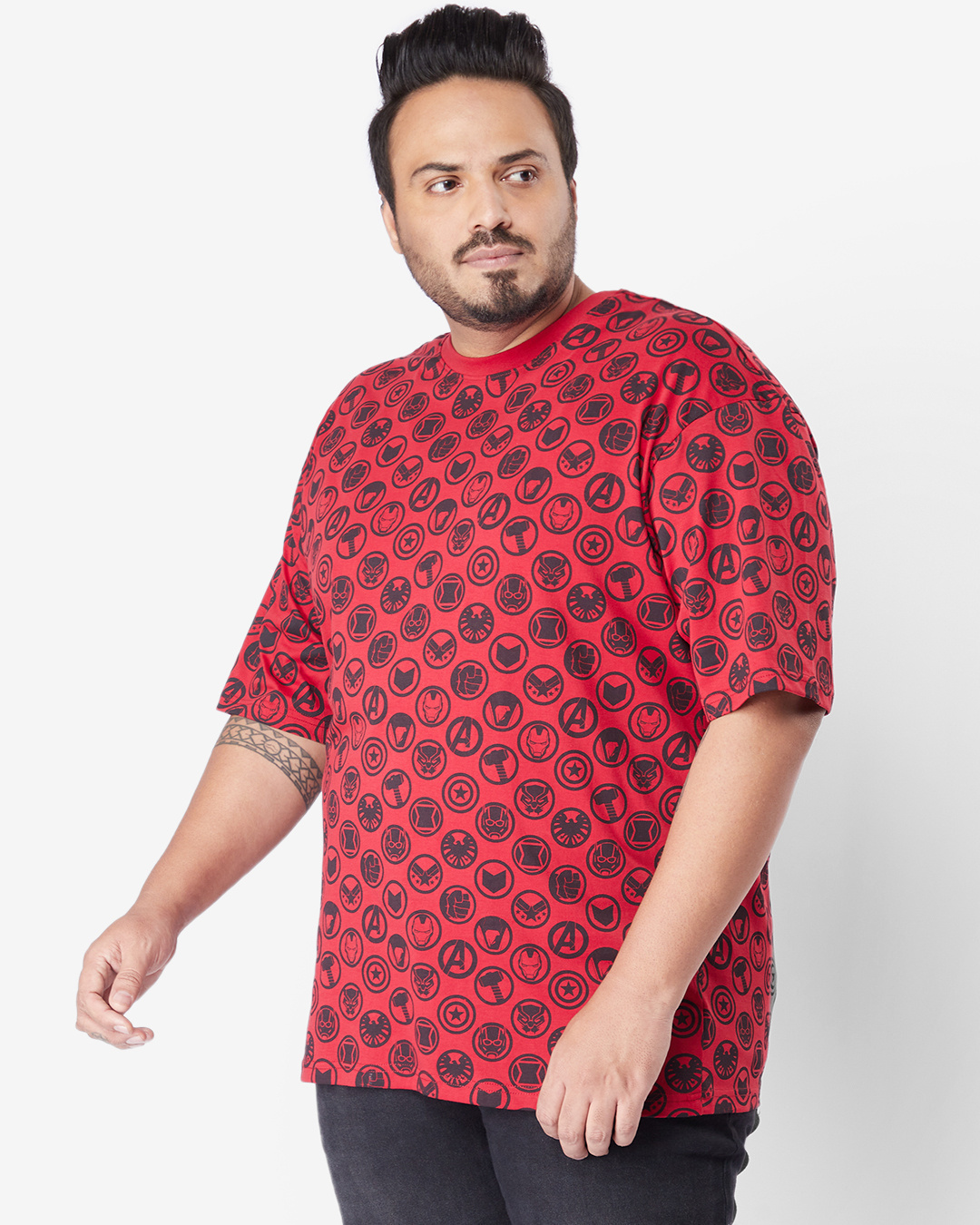 Shop Men's Savvy Red AOP Plus Size T-shirt-Back