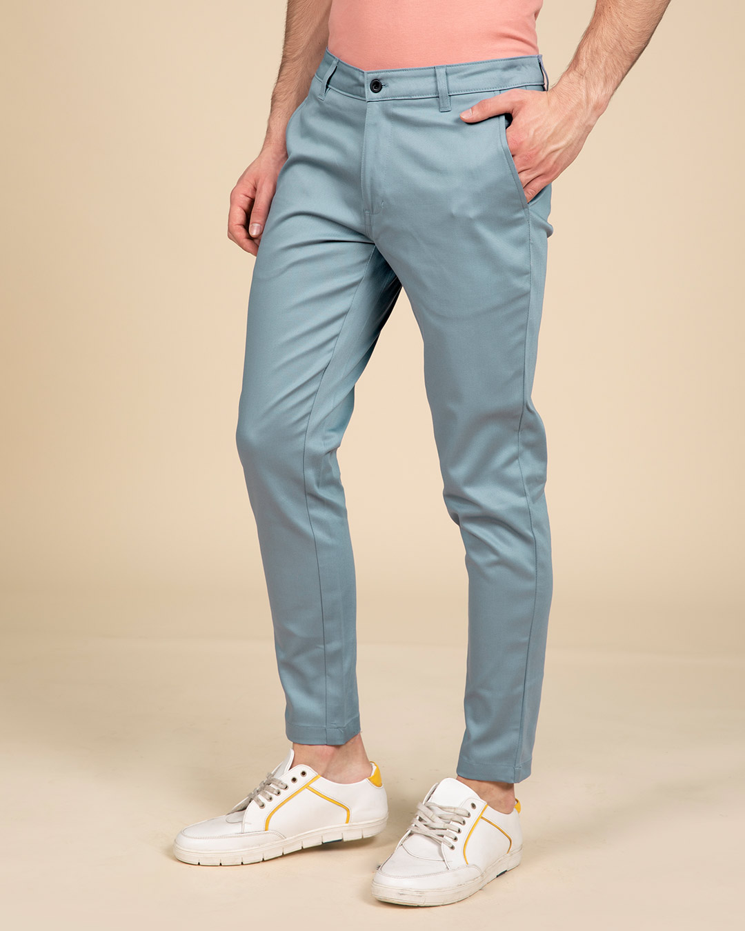 Shop Scandinavian Blue Slim Fit Cotton Chino Pants-Back