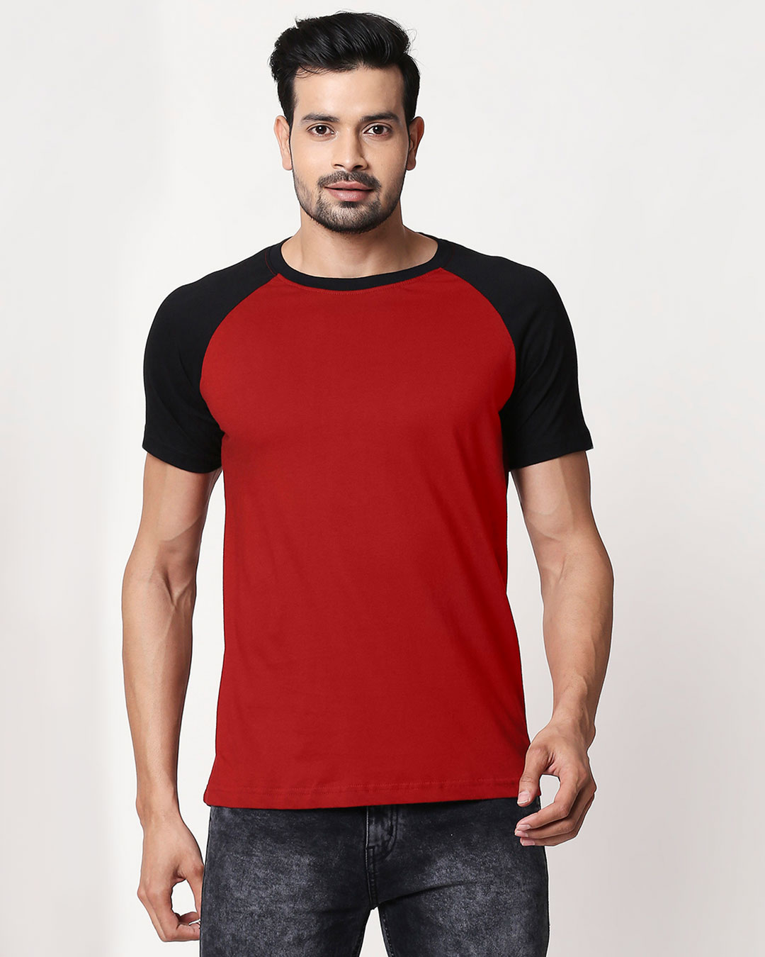 Buy Scarlet RedBlack Half Sleeve Raglan TShirt Online at Bewakoof