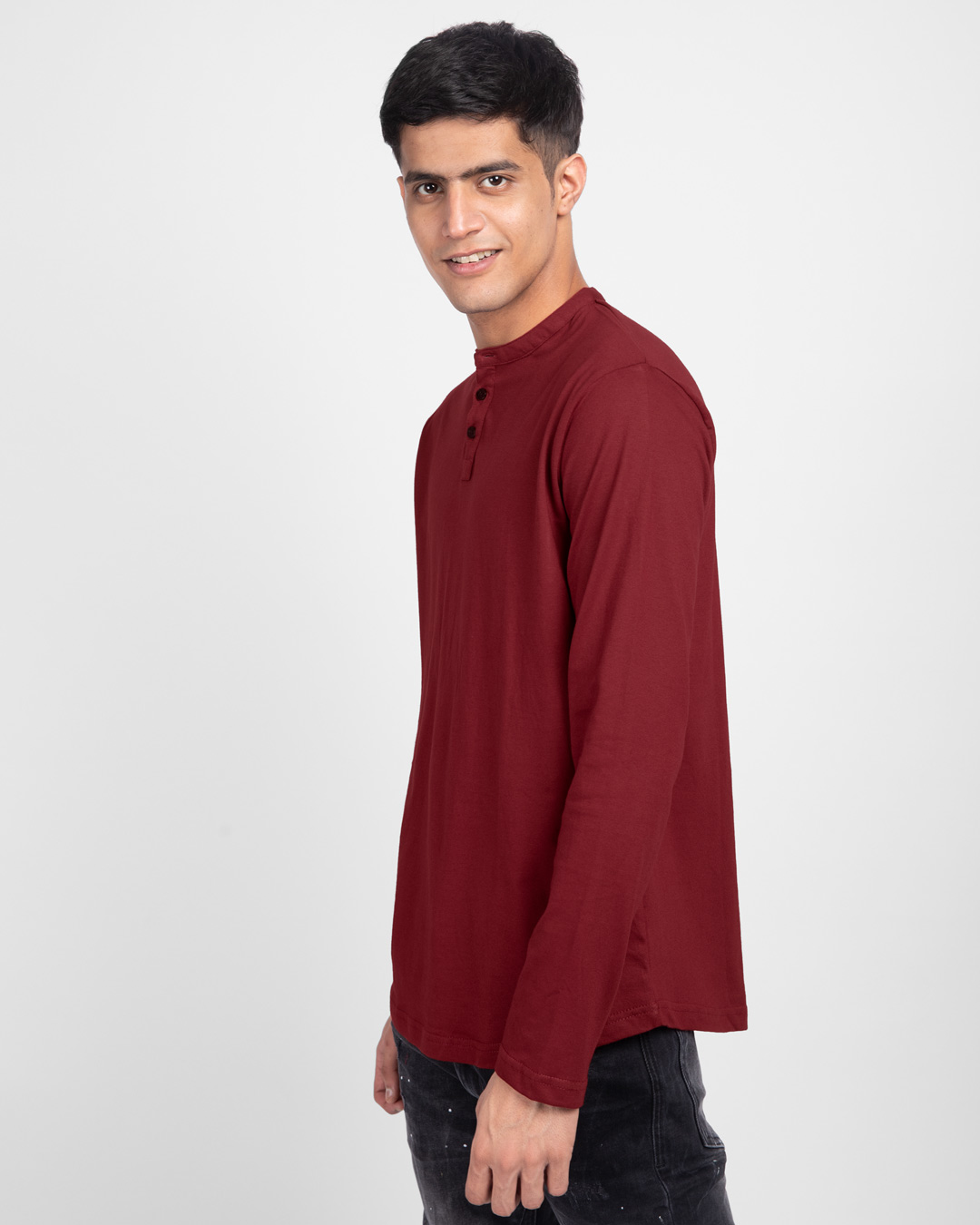 Shop Scarlet Red Full Sleeve Henley T-Shirt-Back