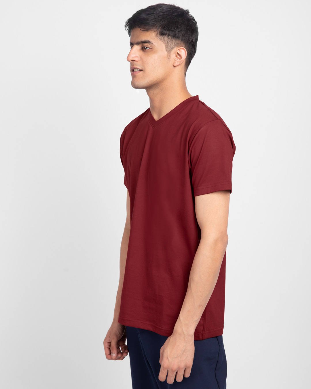 Shop Scarlet Red V-Neck T-Shirt-Back