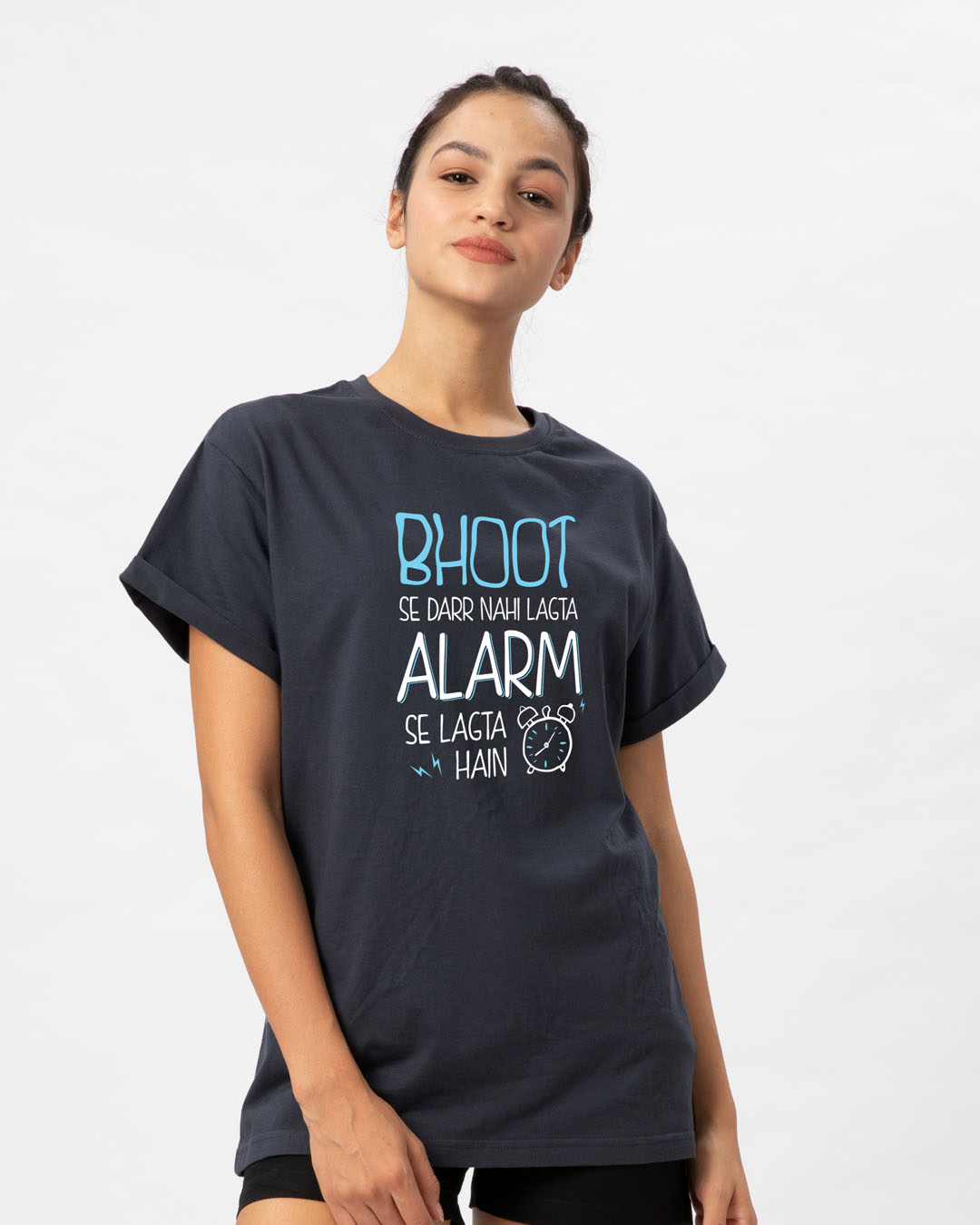 Shop Scary Alarm Boyfriend T-Shirt-Back