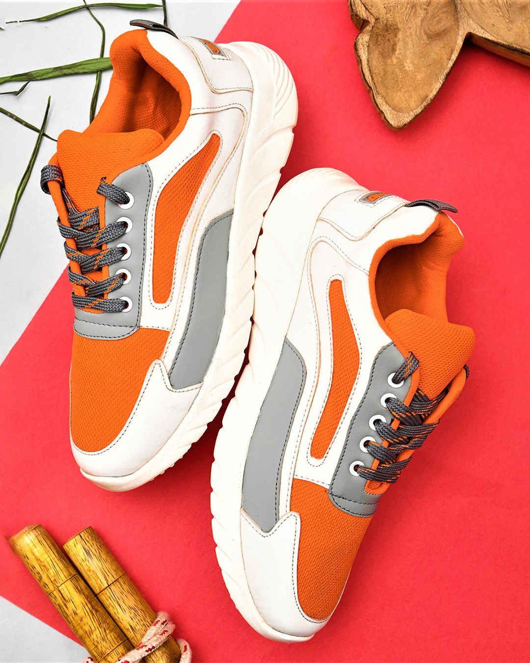 Buy Scettro Men's Orange Color Blocked Sneakers Online in India at Bewakoof