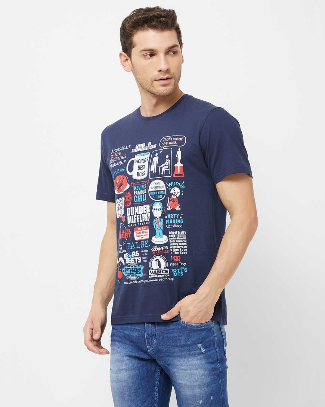 Shop Scranton Infographic Cotton Half Sleeves T-Shirt-Back