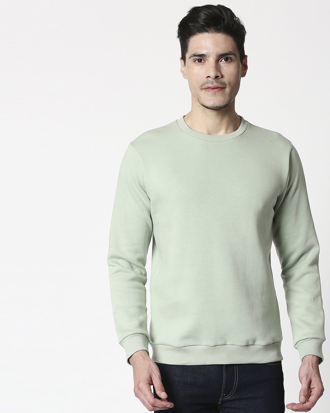 Shop Sea Green Fleece Sweatshirt-Back